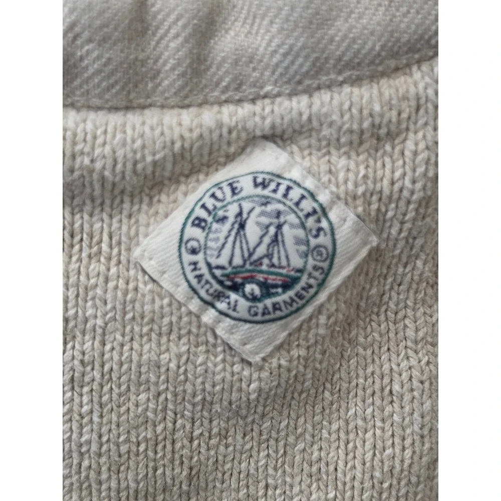 Vintage 90s Fisherman Sweater Blue Willi's Cotton Snap Button Cabincore Cardigan